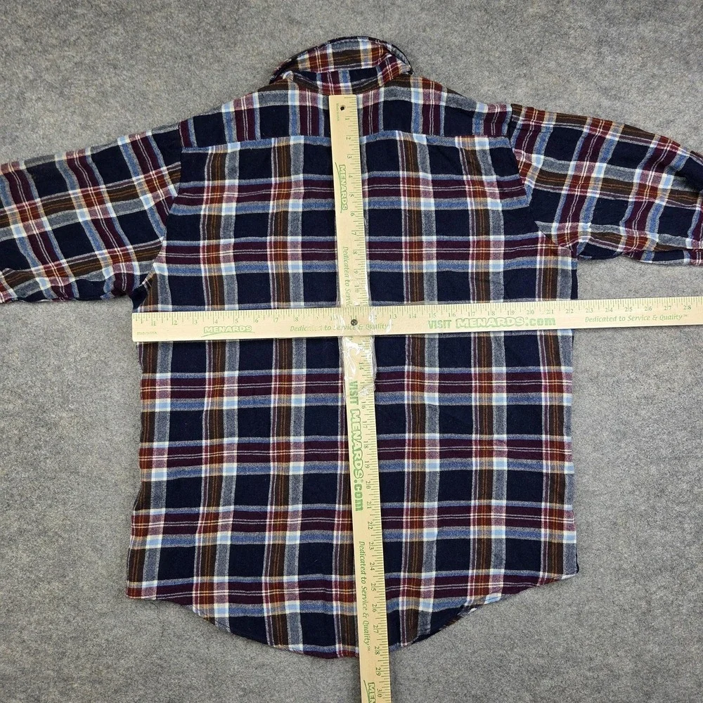 Sears Shirt Mens LT Tall Blue Plaid Flannel Button Front Long Sleeve Casual Wool